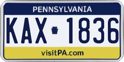 PA license plate KAX1836