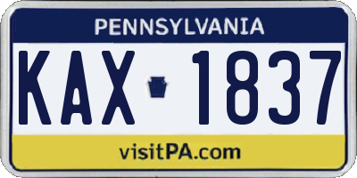 PA license plate KAX1837