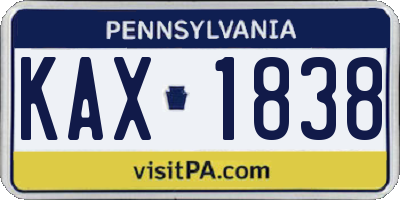 PA license plate KAX1838
