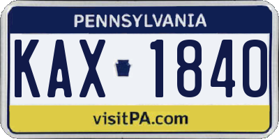 PA license plate KAX1840