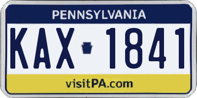 PA license plate KAX1841