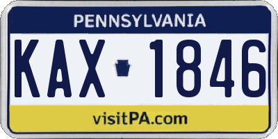 PA license plate KAX1846