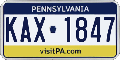 PA license plate KAX1847
