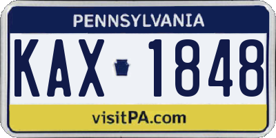 PA license plate KAX1848