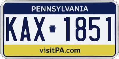 PA license plate KAX1851
