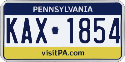 PA license plate KAX1854