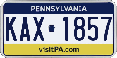 PA license plate KAX1857