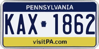 PA license plate KAX1862