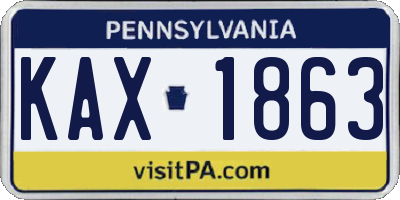 PA license plate KAX1863