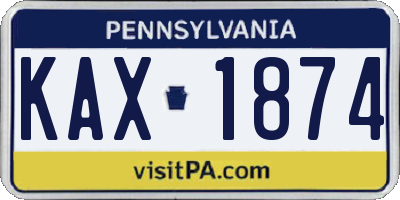 PA license plate KAX1874