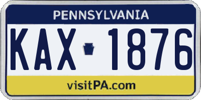 PA license plate KAX1876
