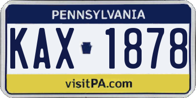 PA license plate KAX1878