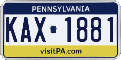 PA license plate KAX1881