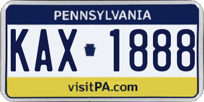 PA license plate KAX1888