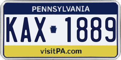 PA license plate KAX1889