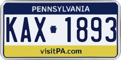 PA license plate KAX1893