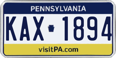 PA license plate KAX1894