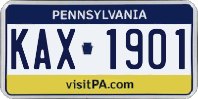 PA license plate KAX1901