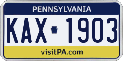 PA license plate KAX1903