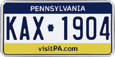 PA license plate KAX1904