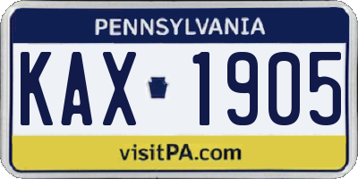 PA license plate KAX1905