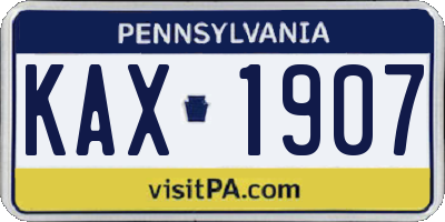 PA license plate KAX1907