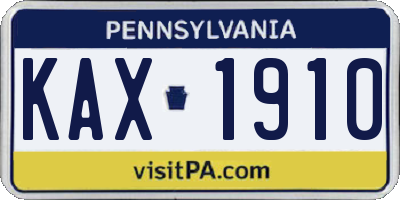 PA license plate KAX1910
