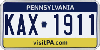 PA license plate KAX1911