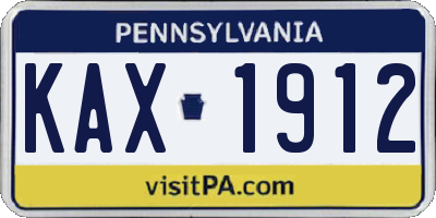 PA license plate KAX1912