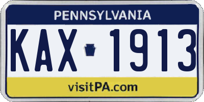 PA license plate KAX1913