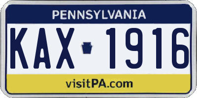 PA license plate KAX1916