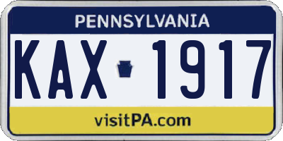 PA license plate KAX1917