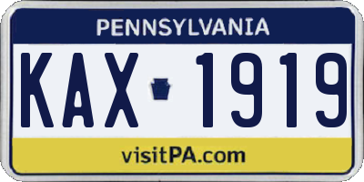 PA license plate KAX1919