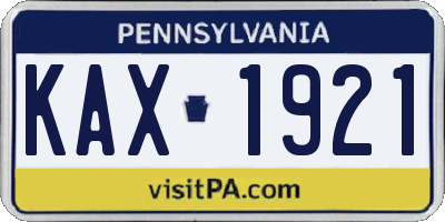 PA license plate KAX1921