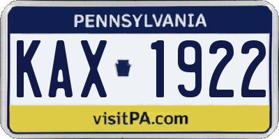 PA license plate KAX1922
