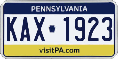 PA license plate KAX1923