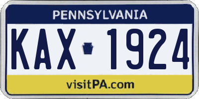 PA license plate KAX1924