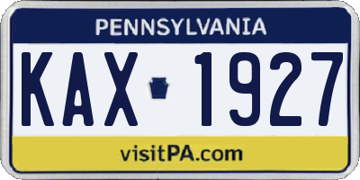 PA license plate KAX1927