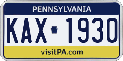 PA license plate KAX1930