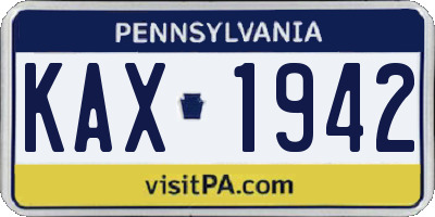 PA license plate KAX1942
