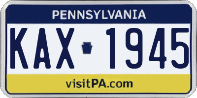 PA license plate KAX1945