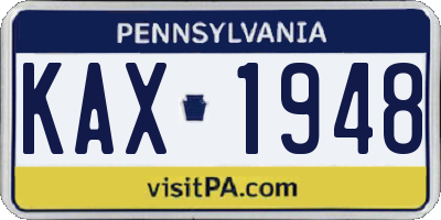 PA license plate KAX1948