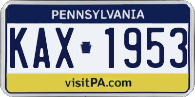 PA license plate KAX1953