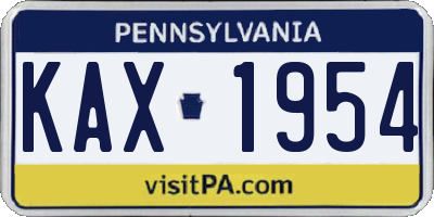 PA license plate KAX1954