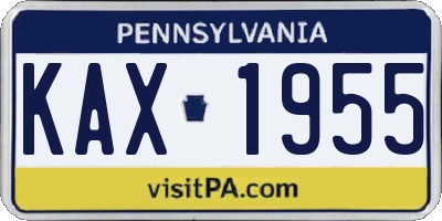 PA license plate KAX1955