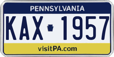 PA license plate KAX1957