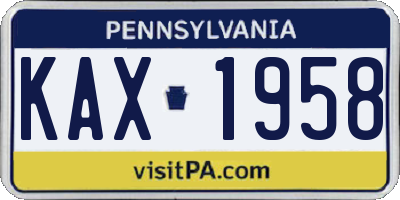 PA license plate KAX1958