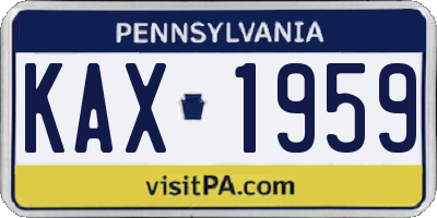 PA license plate KAX1959