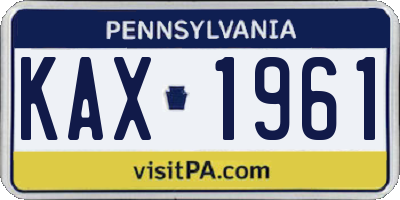 PA license plate KAX1961