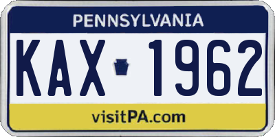 PA license plate KAX1962